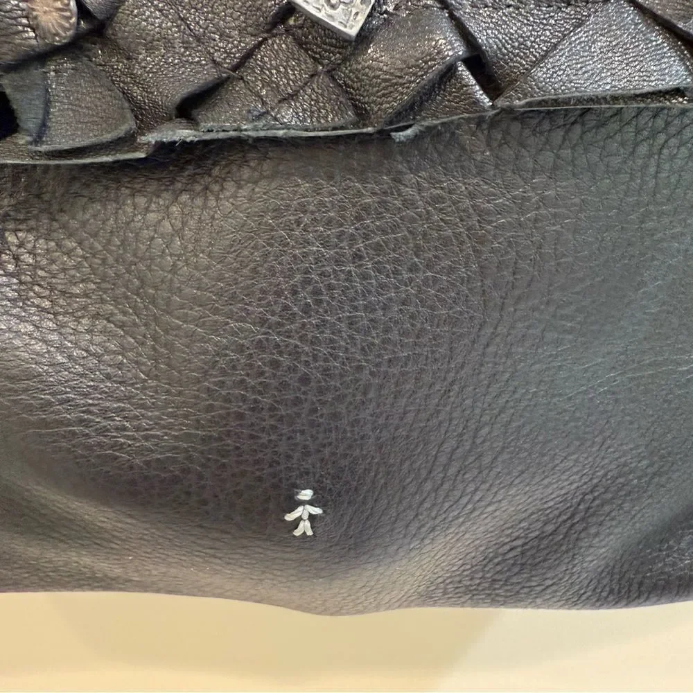 Henry Beguelin Black Pebbled/Woven Shoulder Bag